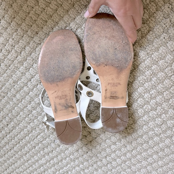 GORGEOUS PRADA WHITE LEATHER SANDALS. SIZE 35.5. - Picture 5 of 5